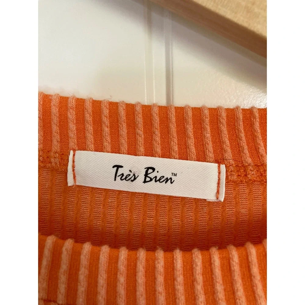Tres Bien Tennessee Orange Ribbed Knit Graphic Pullover Top Large T-39895
